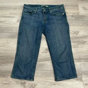Vigoss Jeans Blue with Green Stitching Capri Jeans Size 5/6